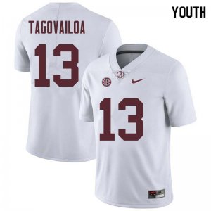 NCAA Youth Alabama Crimson Tide #13 Tua Tagovailoa Stitched College Nike Authentic White Football Jersey MS17I55OG